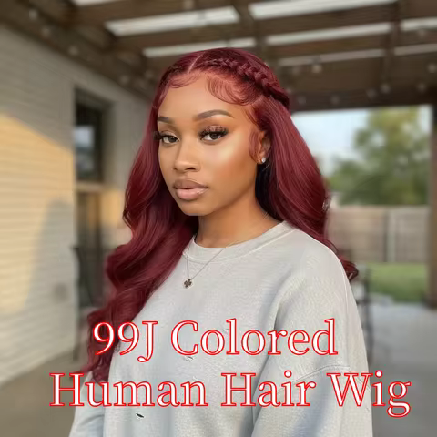 99J Burgundy 13x4 13x6 HD Transparent Lace Frontal Wig 30 40 Inch Body Wave Human Hair Pre Plucked W