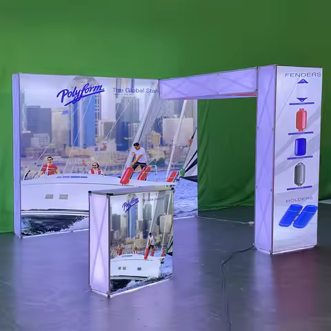 10FT LED Exhibition Booth Wall Lightbox Display, Custom Printed Banner, Tension Fabric Backdrop, Fol