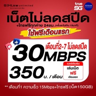 (เล่นฟรีเดือนแรก) ซิมเทพ TRUE เล่นเน็ตไม่อั้น ความเร็ว 6Mbps (พร้อมใช้ฟรี wifi แบบไม่จำกัด)