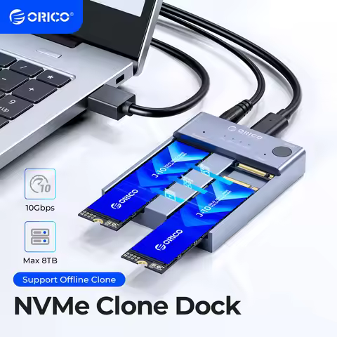 ORICO Dual Bay SSD Duplicator M.2 NVMe Offline Clone Enclosure 10Gbps Gen2 USB3.0 Storage Box M2 Har