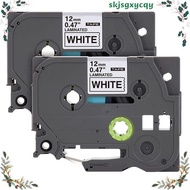 Label Tape Replacement for  P-Press TZe Label Tape 12mm 0.47 Inch Laminated 26.2 Feet Black on White