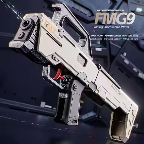 FMG9 Folding Submachine Water Gun With Manual Continuous Firing Ultra Long Range Large Capacity Wate