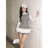IBUY Stylish Houndstooth Ruffle Jumpsuit for Daughters