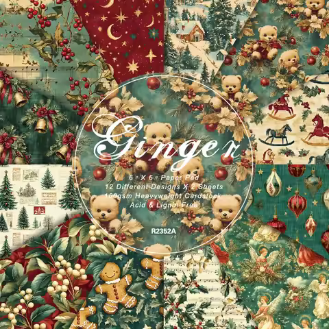 KLJUYP 24 sheets 6"X6" Gingerbread Man Paper Scrapbook paper Scrapbooking patterned paper pack DIY c