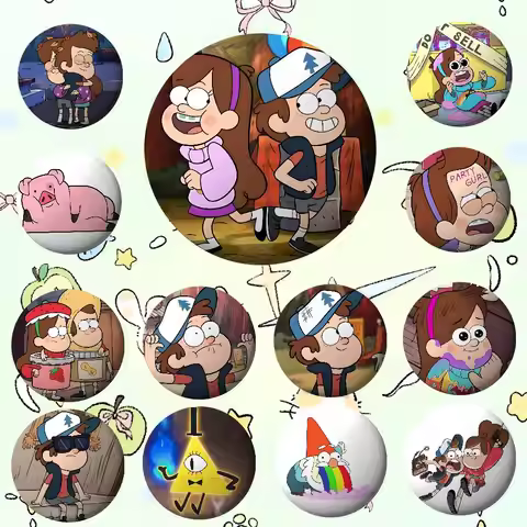 Cute G-Gravity Falls-S Badges Tinplate Soft Button Pin Brooch Metal Badge Custom Jewelry Accessories
