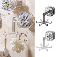 QIUJU Hanger Rack, No-Punch Six-claw 360° Rotating Hook, Kitchen Gadgets Adhesive Multifunctional ABS Gadgets Organizer Hook for Home Bathroom Decor