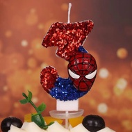 Spiderman 0-9 Number Candle 3D Anime Figure Party Cake Plugin Decoration Candle Birthday Digital Can
