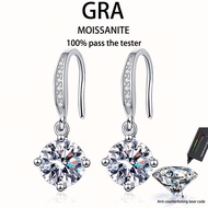 【 GRA Certificate Attached 】 2ct Moissanite Earrings, s925 Pure Silver Plated Platinum Simple Classi