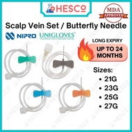 Scalp Vein Set Butterfly Needle 1pc —  21G 23G 25G 27G Infusion Set Sterile IV Drip Unigloves Nipro 