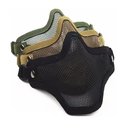 1PC Tactical Steel Mesh Half Face Mask Airsoft Paintball Protective Camouflage Strike Mask