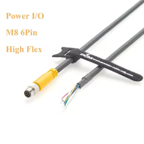 M8 6Pin Power I/O Industrial Camera Trigger Cable M8 Male to Open End High Flex Cord for Basler Boos
