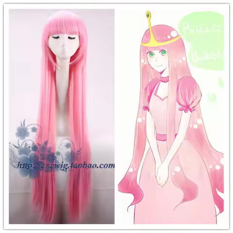 Adventure Time Princess Bubblegum cosplay wig Princess Gumball pink straight long wig pink hair cost