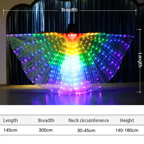 LED illuminated butterfly dance wing five-color dancing illuminated prop, length 145cm, suitable for