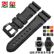 Waterproof Rubber Men Women Watch Strap Suitable for Panerai Navy Strap Army Green Black 22 24 26MM Pin Buckle Silicone