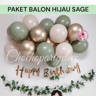 HIJAU SAGE GREEN Balloon Package Sage Green Birthday Decoration/