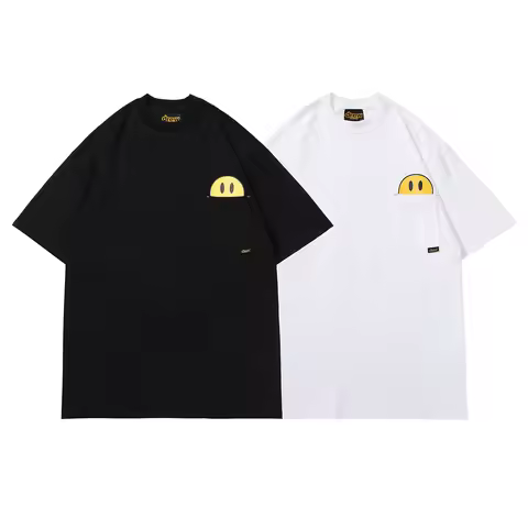 Drew House Hot Sale Men's Clothing Pocket T-Shirt Men's and Women's Printed Loose Short Sleeve T-Shi