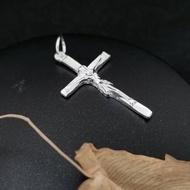 925 Pure Silver 19x33mm Jesus Christ Crucifix Cross Religious Pendant.