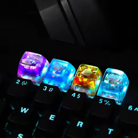4 PCS Starry Sky Night Sunrise Cloud Handmade Keycaps Artisan Resin Mechanical Backlit Keyboard Cust