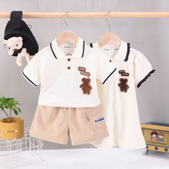 Boys Girls Summer Short-Sleeved Suit Baby Preppy Style Summer Clothes Children Western Style Sisters