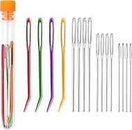 16pcs Large-Eye Blunt Needle, Plastic Bent Tapestry Needle, Stainless Steel Yarn Knitting Needles Se