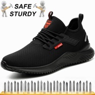 SAFE STURDY Safety Shoes Safety Boots Safty Shoes For Men Sport Jogger New Safety Shoes Safety Shoes Protective Shoes Anti-Smashing Piercing Summer Flying Woven Breathable Lightweight Work Shoes