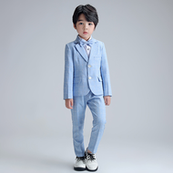 lontakids 3 Buah Setelan Jas Formal Anak Laki-laki Abu Biru Blazer Celana Dasi Kupu-kupu Tuxedo Set 