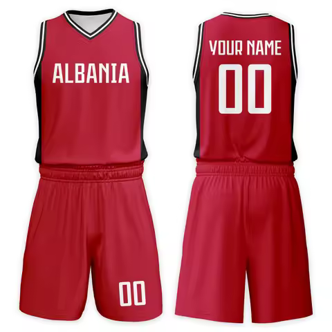 Custom Albania Basketball Set for Kids Personalized Name Number Jersey and Shorts Basketball Team Un