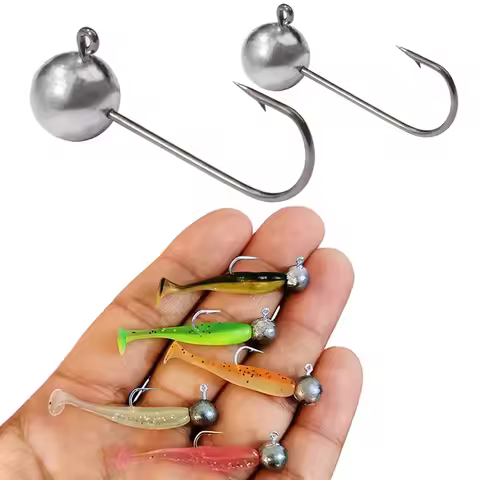 Metal Jig Head Hooks 1g 2g 3.5g 5g 7g 10g Ball Shank Barbed Root Ned Rig Fishing Soft Lure Kit Tackl
