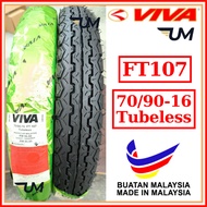 VIVA TUBELESS TYRE NOUVO SCOOTER FT107 BUNGA TT100 DUNLOP 70/90-16 80/90 TIRE TIUBLESS TAYAR SKUTER