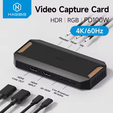 Hagibis 4K Video Capture Card for Streaming and Gaming VRR RGB HDR Support Passthrough for Switch2 X