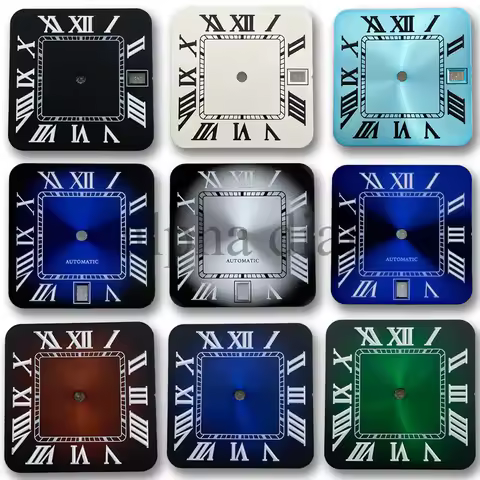 27mm No Logo 3.0/6.0 Square Sunburst Roman Suitable For Seiko Santos Cartier NH35 Mechanical Automat
