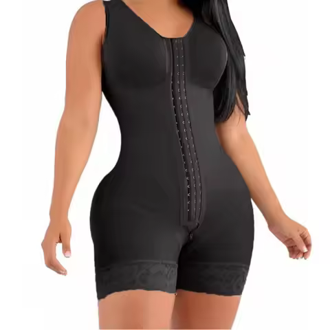 CHUANGERM Full Body High Compression Postpartum Slimming Fajas Shapewear Girdle With Brooches Bust S