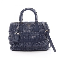 【二手】Prada PRADA 手提包 NAPPA GAUFRE 2WAY B2599L 海軍藍皮 Nappa Gaufre 兩用單肩包 女士二手 B