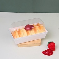 Boxjourney กล่องขนมทรงยาว สีคราฟท์ / สีขาว ฝาใส (ไซส์ S/M/L/XL) (25 ชิ้น/แพ็ค)