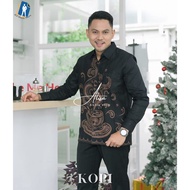 KEMEJA Men's Batik Shirt Coffee Long Sleeve Modern Solo Batik Full Fur by Batik ALX