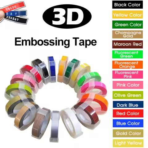 1-Pack 9mm Plastic Embossing Label Tape Multi Colors Choose– Compatible with Dymo 3D Label Makers 16