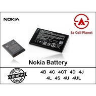 Sacellplanet//readystock//battery Nokia//4B 4C 4CT 4D 4J 4L 4S 4U 4UL