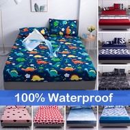 Vaahome 100% Waterproof Fitted Sheet with Elastic Rubber Pillowcase Mattress Protector Bedsheet Bedding SuperSngle/Queen/King size