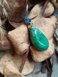 天然緬甸翡翠鑲斯里蘭卡藍寶石 墜子 249504