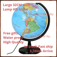 W&F 32cm Large Globe Earth with Light 🌍 HD English Educational Globe Geography Teaching Tool for 7+