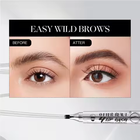 4 Point Eyebrow Pencil 4 Prong Tip Eyebrow Pen 4 Fork Eyebrow Pencil Waterproof Liquid Eyebrow Penci