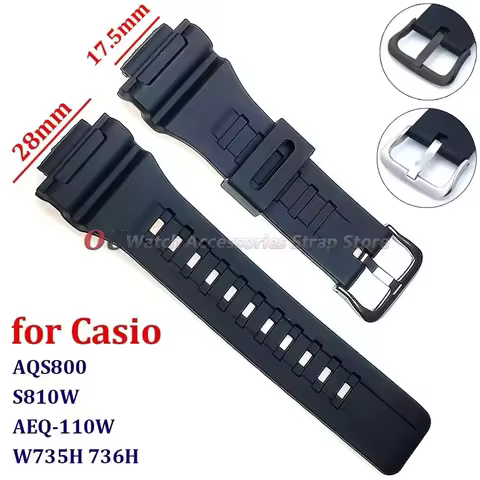 18mm Convex Resin Watch Strap for Casio Silicone Strap for AQ-S810W/S800W AE-1200 SGW-400H MCW-200H 