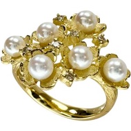 Pre-owned women's ring, size 11, 3.8mm Akoya baby pearl, 0.07ct diamond, 18K gold, 6.4g