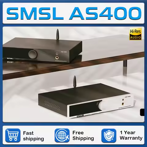 SMSL AS400 Power Amplifier DAC Headphone AMP MQA-CD MM Phono Support Bluetooth USB Optical Coaxial R