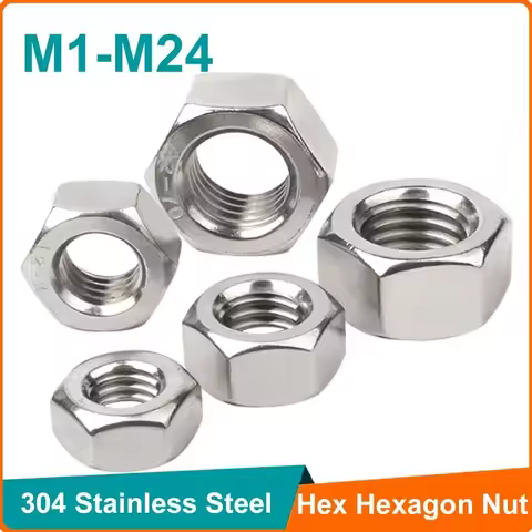 100pcs 304 A2 Stainless Steel Hex Hexagon Nut for M1 M1.2 M1.4 M1.6 M2 M2.5 M3 M4 M5 M6 M8 M10 M12 M