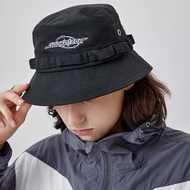機能風黑色漁夫帽情侶戶外運動刺繡帽子遮陽防曬帽
