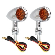 wsustore--2Pcs Universal Amber Chrome LED Turn Signal Light Brake Running Tail Light