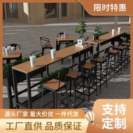 Outdoor Household Bar Long Strip Plastic Wood Bar Table Back Wall Bar Combination Table Chair Table 