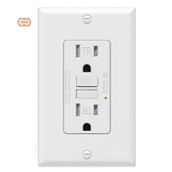 GFCI Outlet 15 Amp, Self-Test GFI Electrical Outlet, Tamper Resistant GFCI Receptacle with Wall Plat