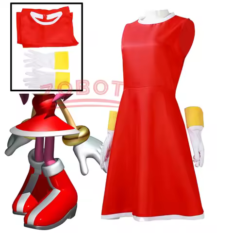 Anime Amy Rose Cosplay Costume Red Dresses Glove Woman Girls Halloween Carnival Cosplay Amy Rose Cus
